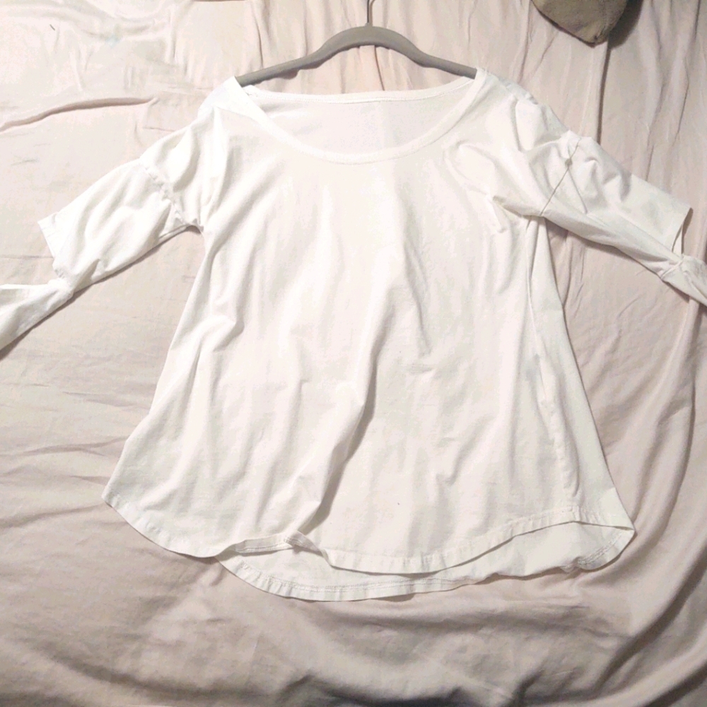 White long sleeve shirt with elbow slits